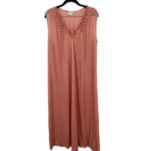 Vtg KaySER By Kayser Nightgown Slip Dress CORAL PINTUCK MEDIUM LACE TRIM